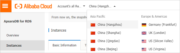 Select a region
