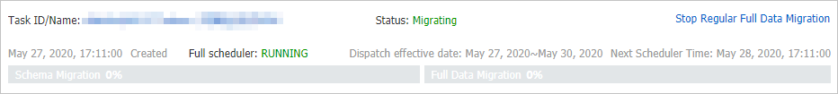 Status of a scheduled migration task