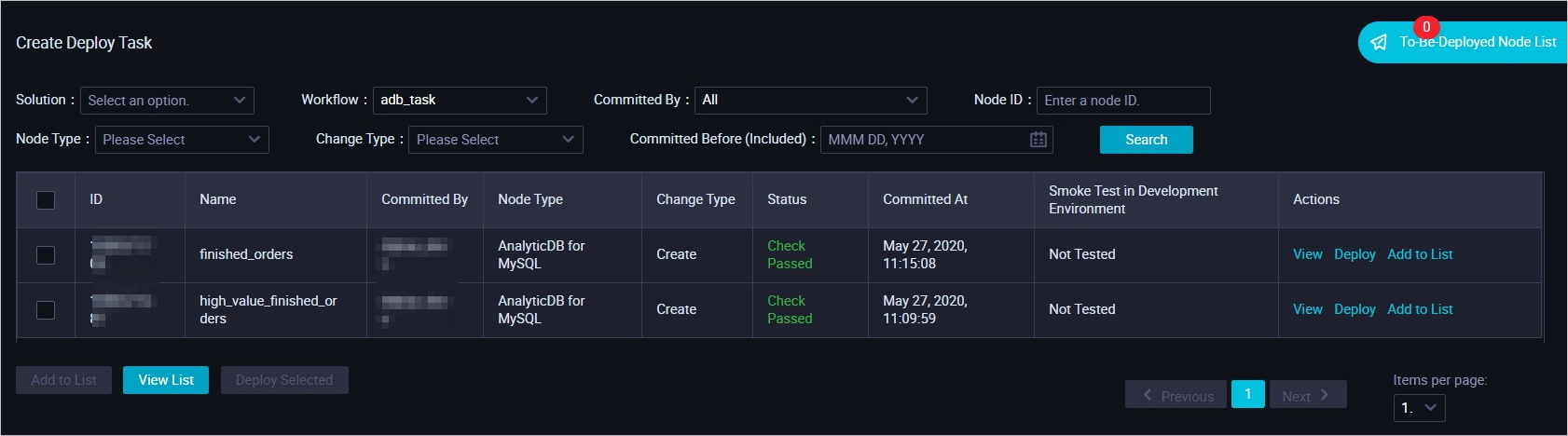 Figure 1: View tasks to be published