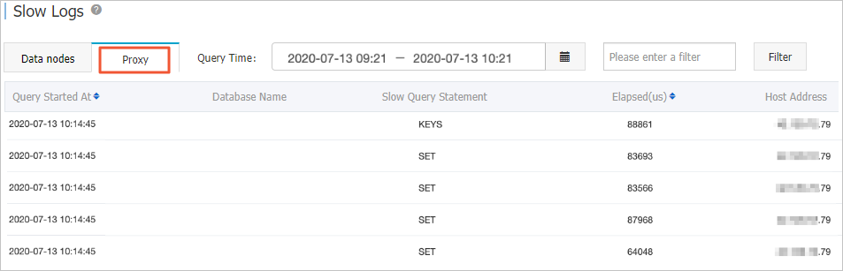 Find the earliest slow log in proxy slow logs