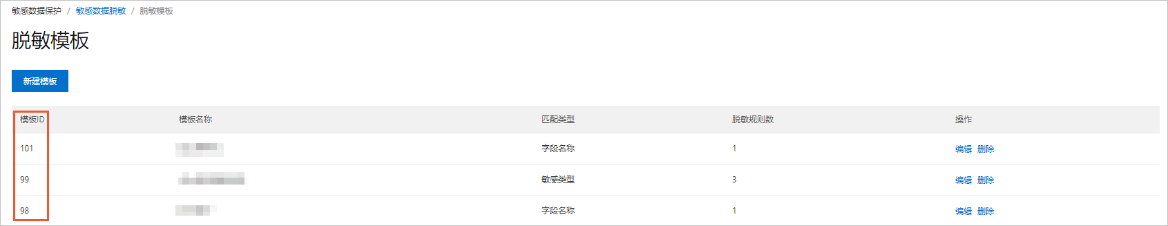脱敏模板页面