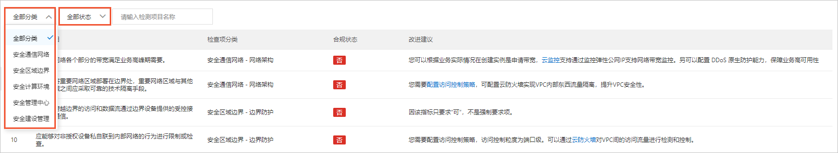 搜索检查项