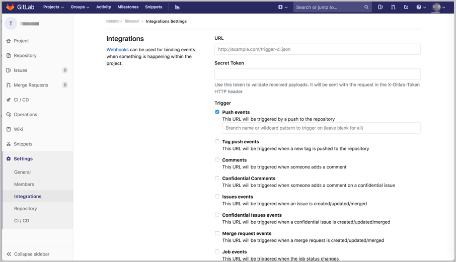 设置 Integrations 页面