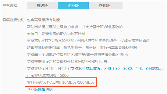 业务带宽限制