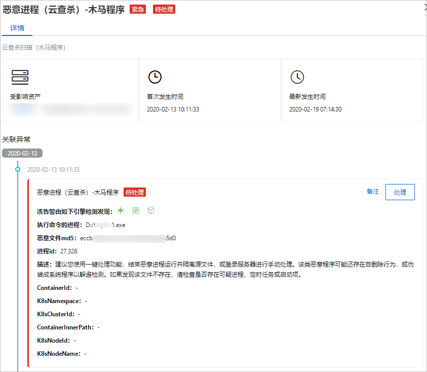 恶意进程(云查杀)