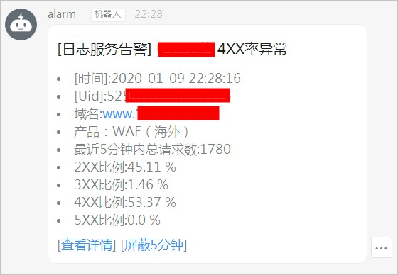4xx比例异常告警样例
