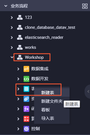 新建表