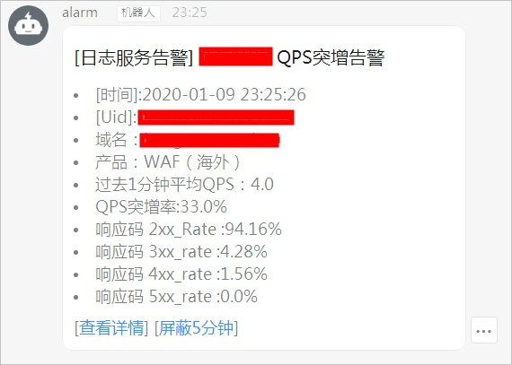 QPS突增告警样例