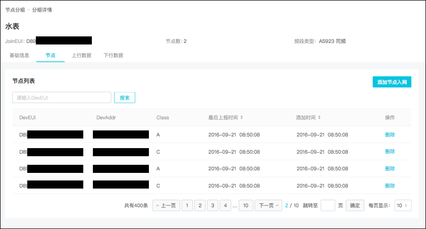 节点入网成功后列表