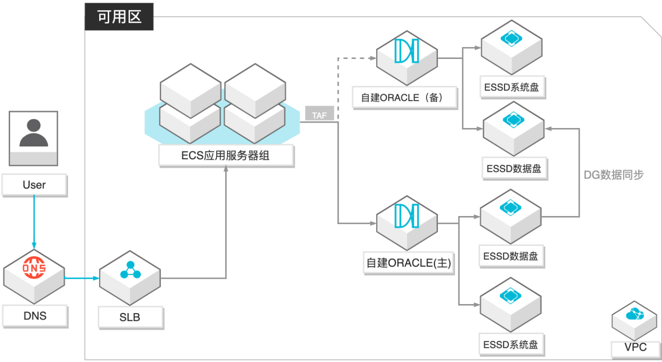 弹性裸金属部署架构图(Oracle双机版)