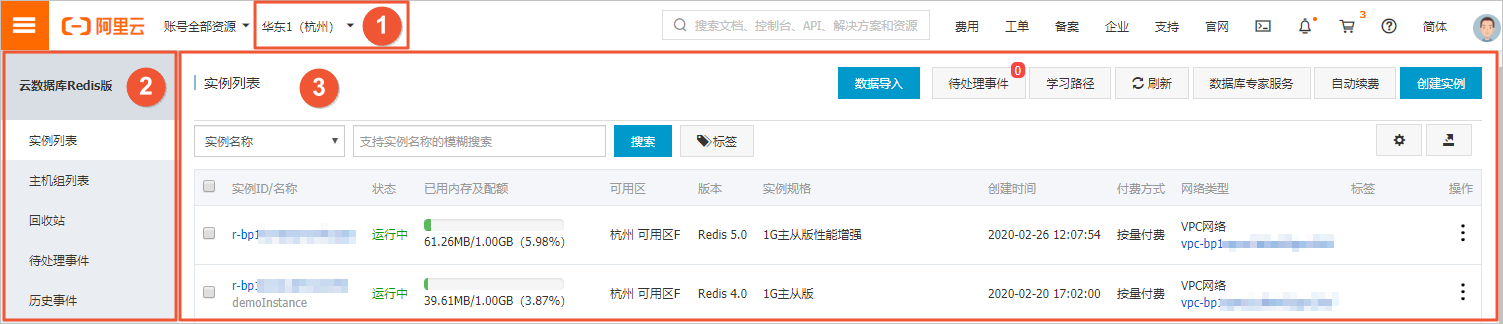 Redis管理控制台首页主要功能区