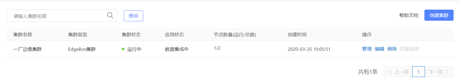 边缘集群列表