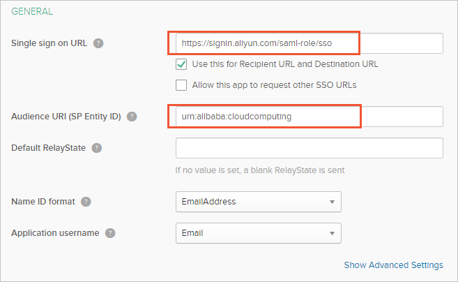 SSO_Okta_SAML settings