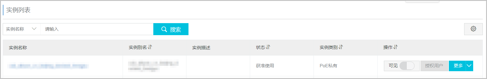 被授权用户实例列表页面