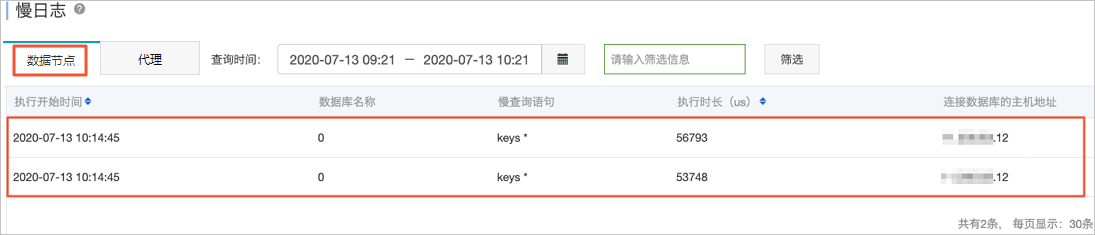 在数据节点中查看慢日志