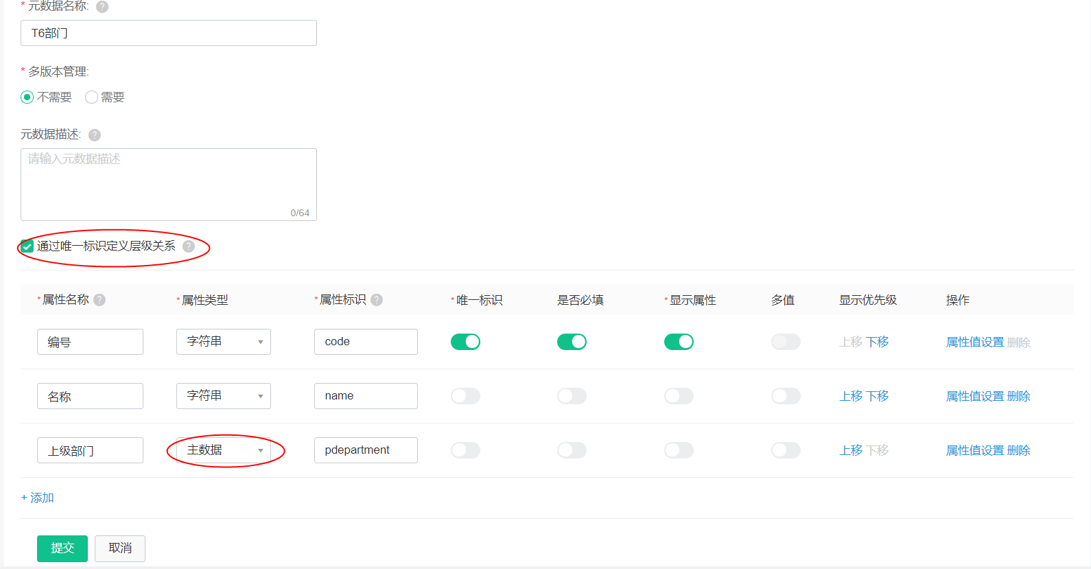 部门主数据