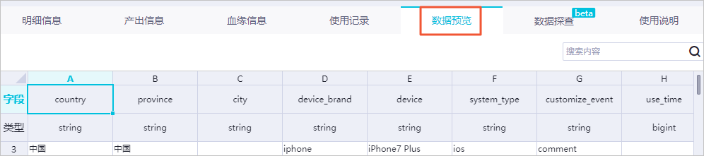 预览数据