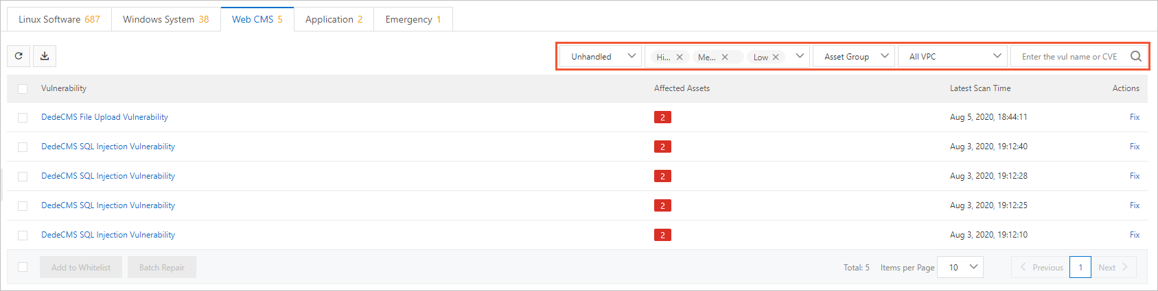 Filter vulnerabilities