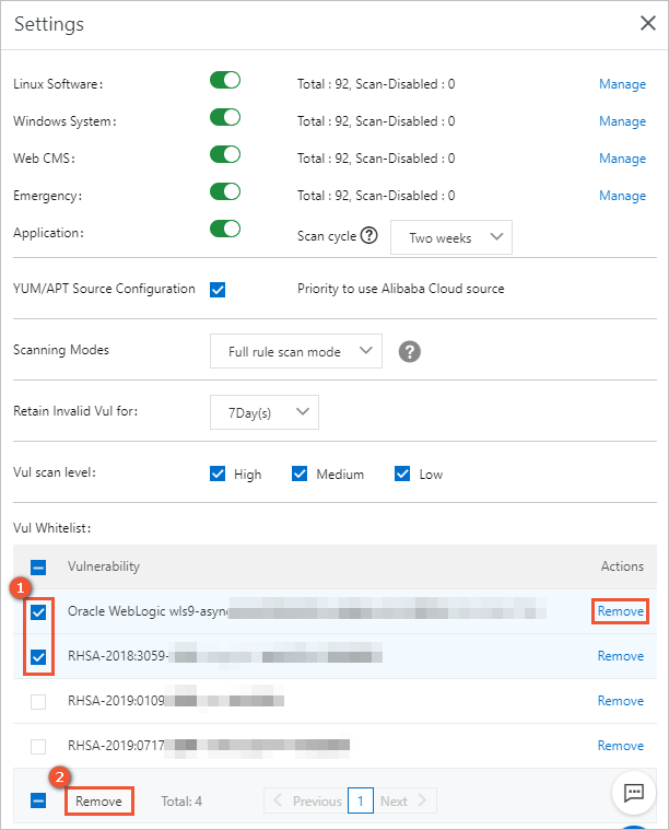 Remove a vulnerability from the whitelist