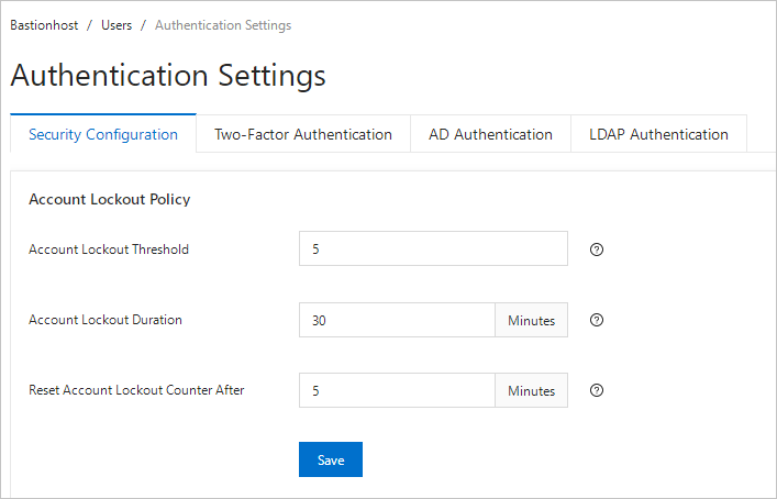 Security Configuration tab