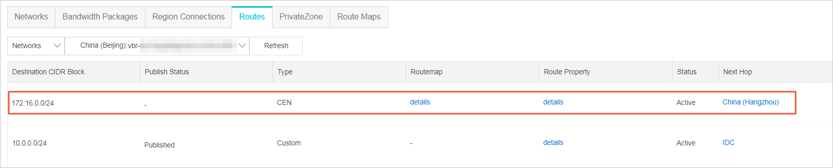 Set a route map that allows IDC 1 to access IDC 2