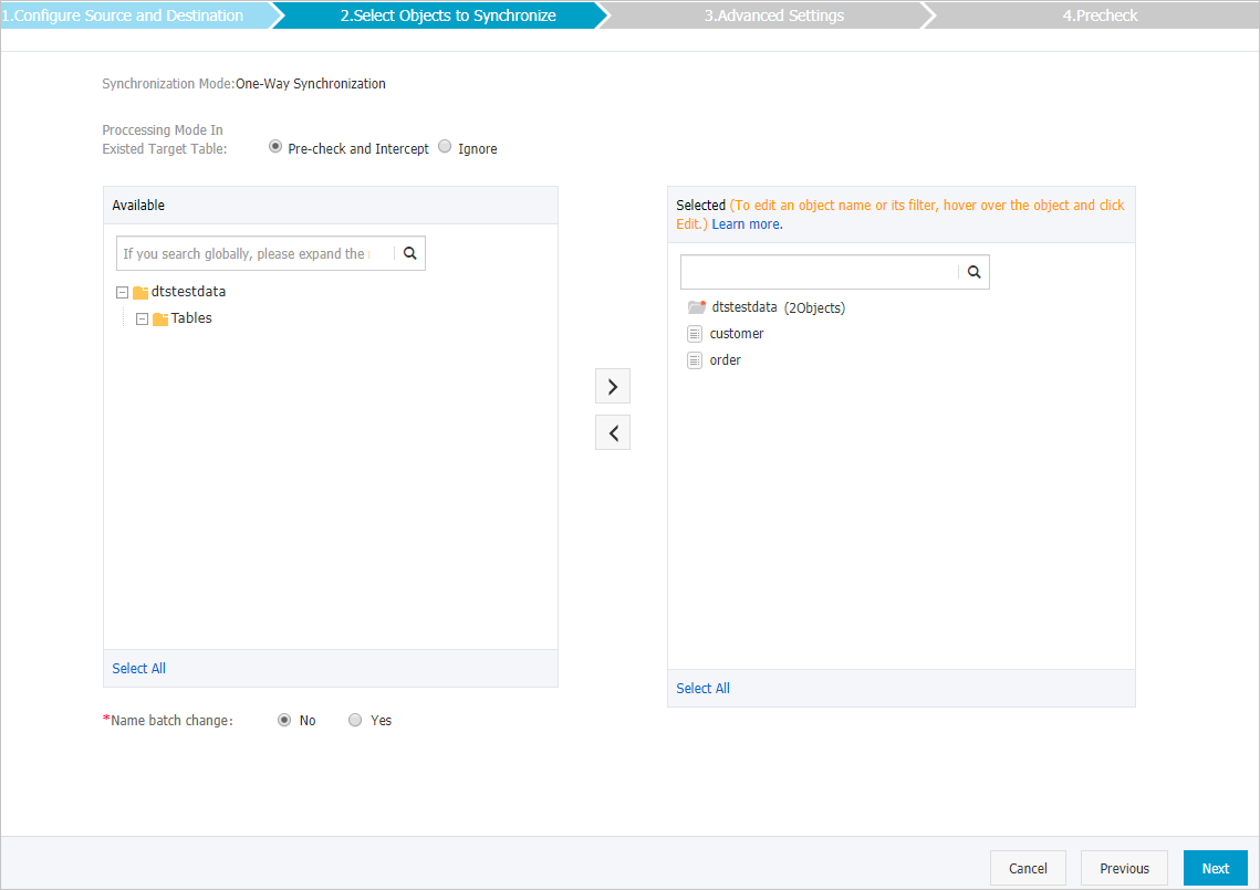 Synchronize data between DRDS instances