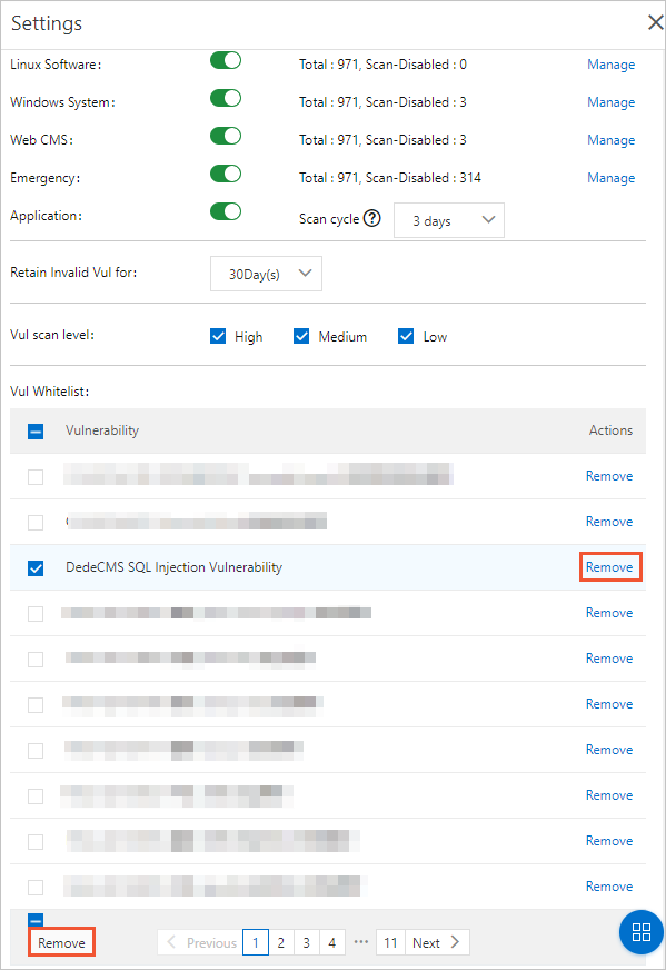 Remove a vulnerability from the whitelist