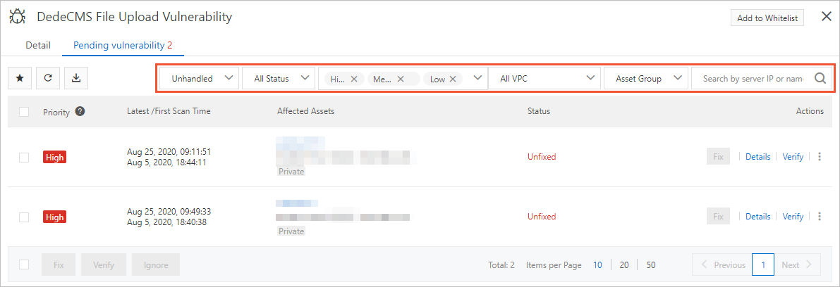 Filter vulnerabilities