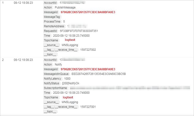 View the tracing of a message in a topic
