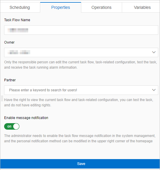 Properties tab
