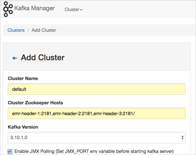 Add a Kafka cluster