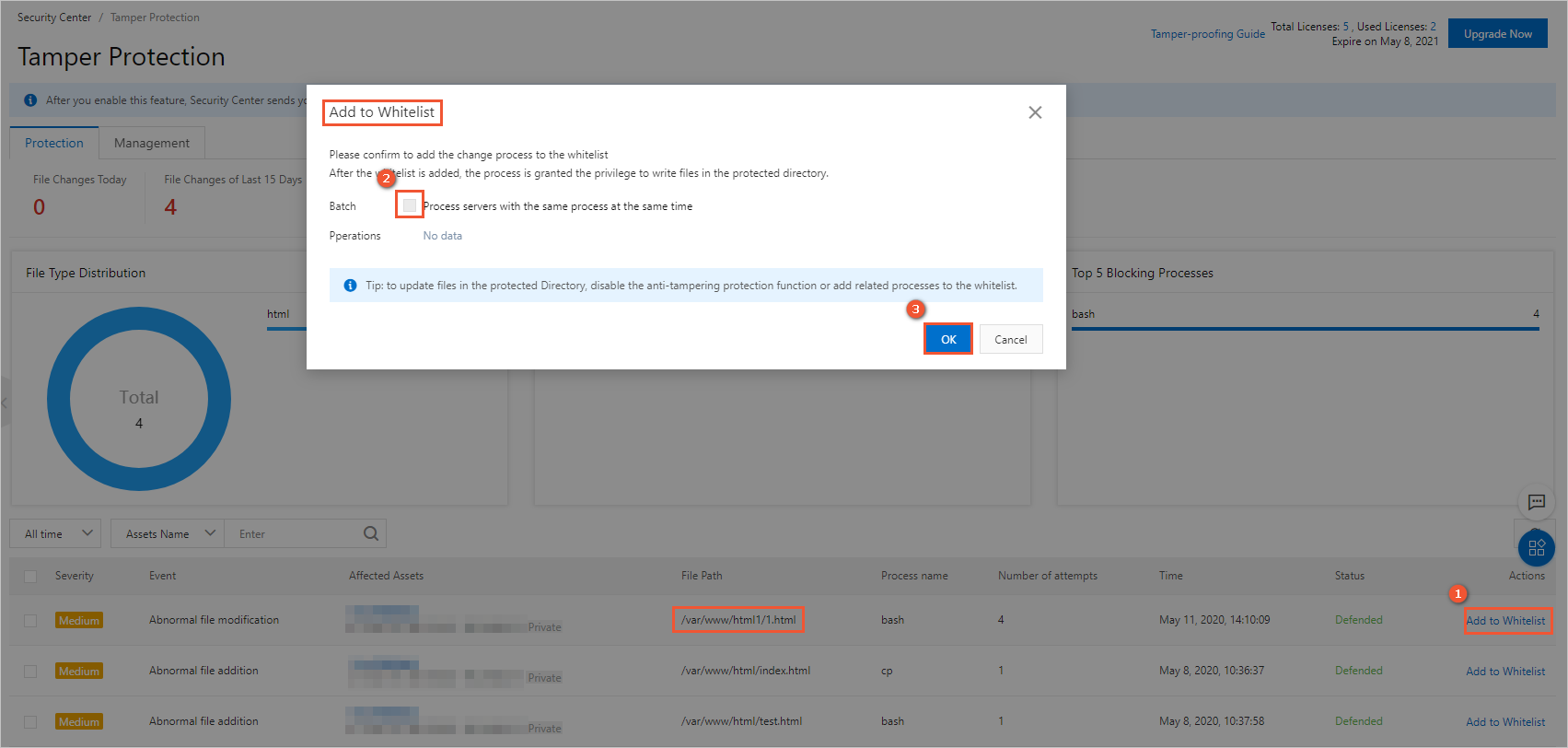 Add multiple processes to the whitelist at a time