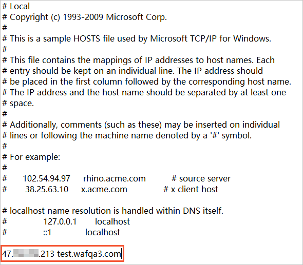 Add a record to the hosts file