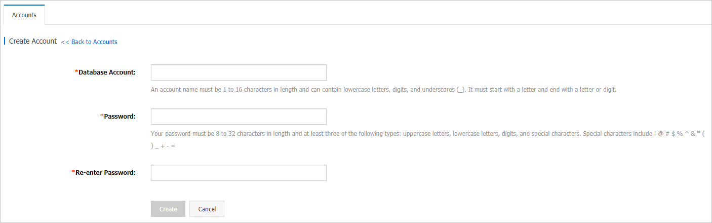 Create an account on an RDS instance that uses local SSDs