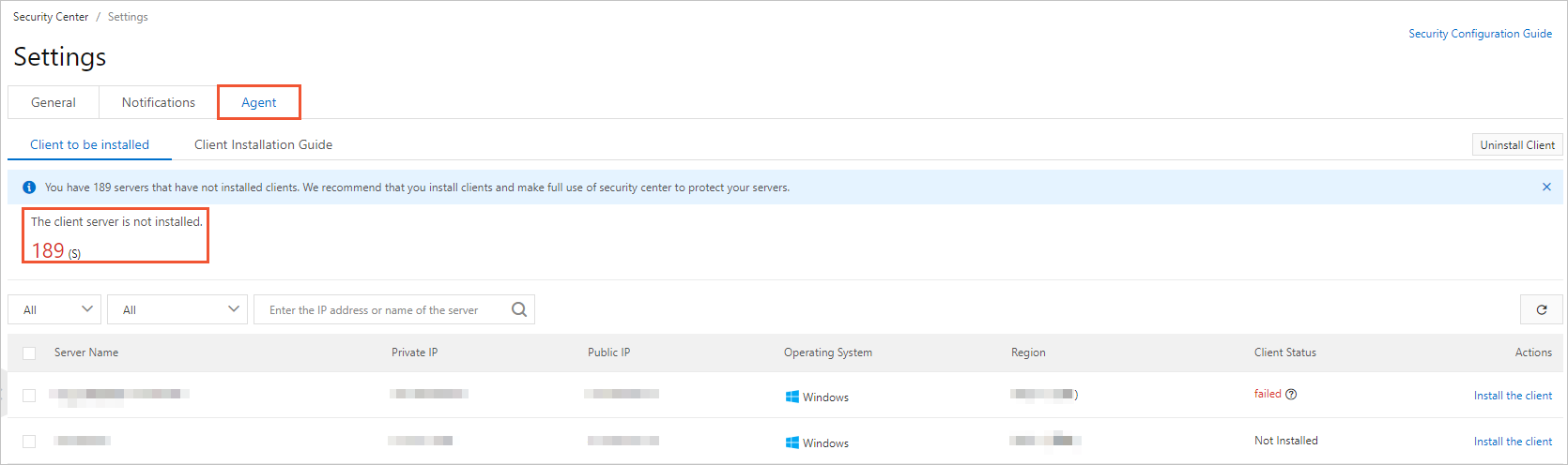 Client to be installed