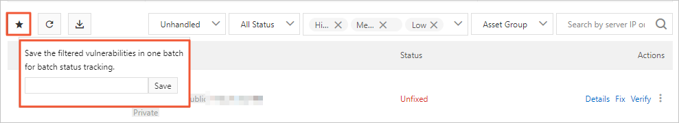 Save filtered vulnerabilities