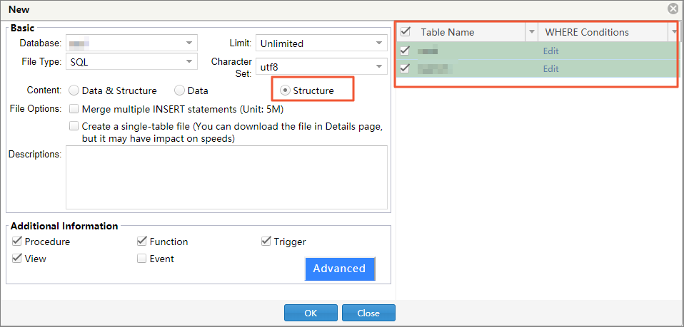 Export a schema