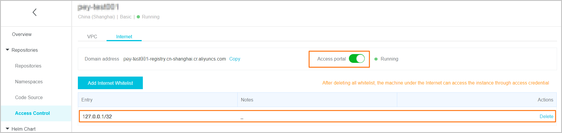 Enable access over the public network
