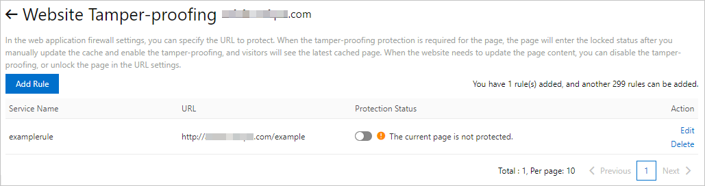 Protection status-disabled