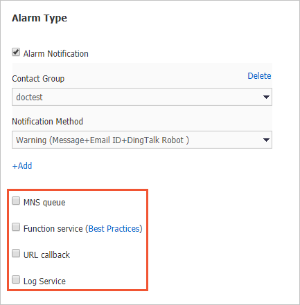 Alarm types