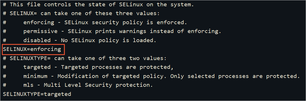 SELINUX=enforcing