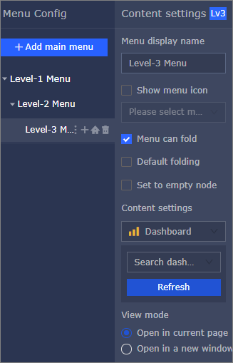 Configure menus