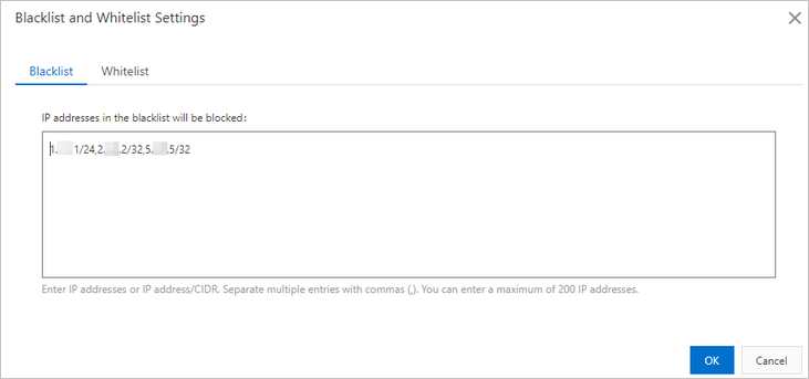 Blacklist and Whitelist Settings