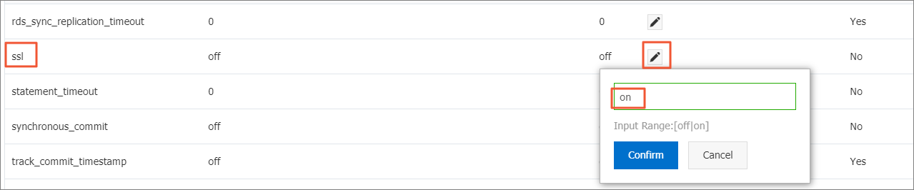 Change the value of the ssl parameter