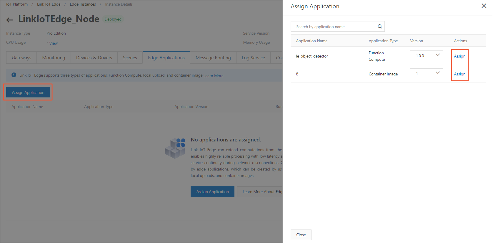 Assign the edge application to the edge instance