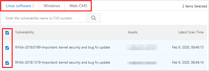 Select vulnerabilities