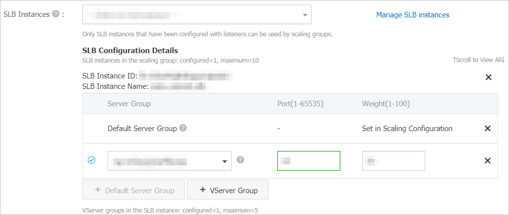 Select server groups