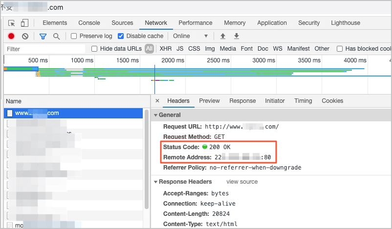 Test the connectivity of the website