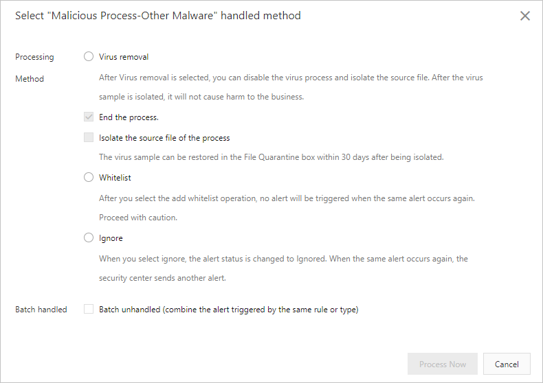Solutions on managing malicious processes