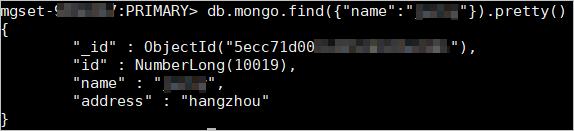 MongoDB中对应的查询结果